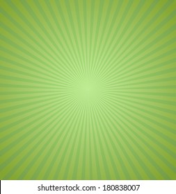 Green rays background. Burst Vector illustration