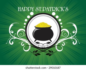 green rays background with gold coins pots