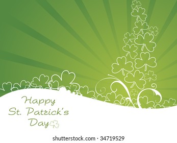 green rays background with patrick's day card illustration