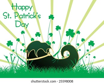 green rays background with shoe vector