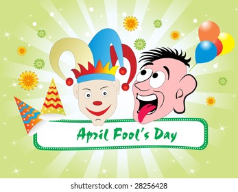 green rays background with smiling faces for fools day