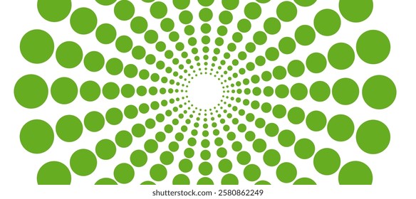Green rays from dots in the white background