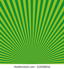 Green rays od light on background, vector illustration
