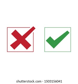 Green and read buttons, green check mark and red cross. Right and wrong vector