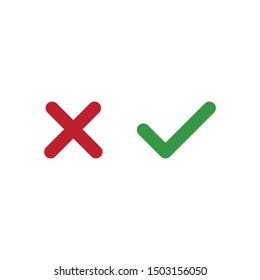 Green and read buttons, green check mark and red cross. Right and wrong vector