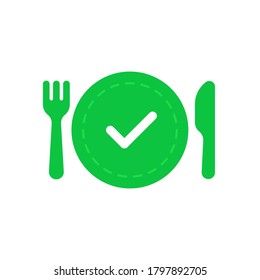 green ready to eat icon like dinner. flat simple cartoon style trend modern kitchen set logotype graphic design isolated on white background. concept of healthy food in cafe or fastfood now badge