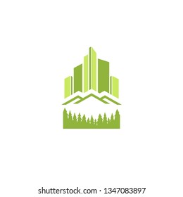 Green Real Estate - Environment Friendly Building Development Logo Vector