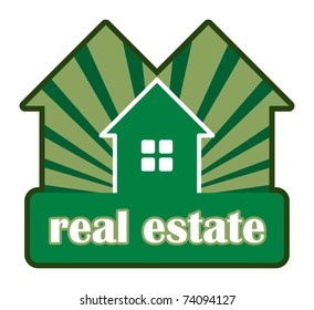 Green real estate label, vector illustration