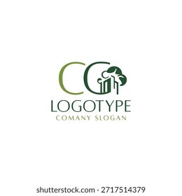 Green real estate logo in vector.
