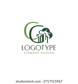 Green real estate logo in vector.