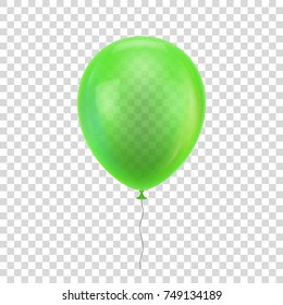 Green realistic balloon. Green ball isolated on a transparent background for designers and illustrators. Balloon as a vector illustration
