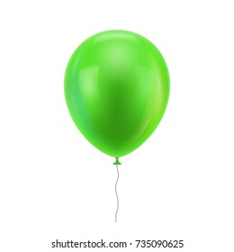 Green realistic balloon. Green inflatable ball realistic isolated white background. Balloon in the form of a vector illustration