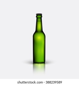 Green realistic beer bottle