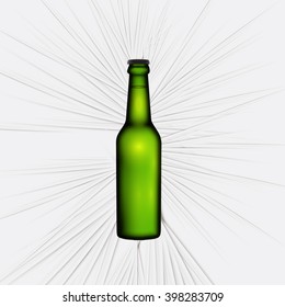 Green realistic beer bottle