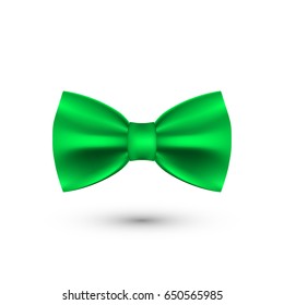 green realistic bow tie on white background. vector illustration