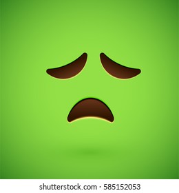 Green realistic emoticon smiley face, vector illustration