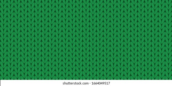 Green realistic knit wool texture vector seamless pattern Fabric knited sign  Knitting textured background banner for cloth Handmade woolen line clothing fashion border ornament Textile weaving style
