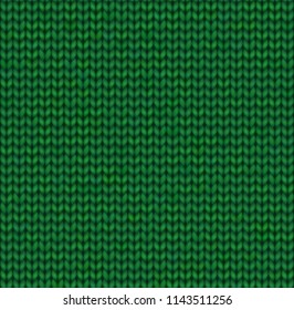 Green realistic knitted texture. Seamless pattern