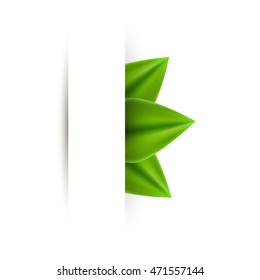 Green realistic leaf paper banner abstract background design
