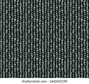 Green realistic simple knit texture vector seamless pattern. Abstract ornamental background in form of a knitted fabric. Stylized textured yarn or hairstyle close-up