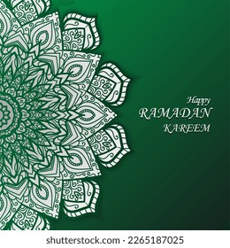 green realistic three dimensional ramadan greeting card