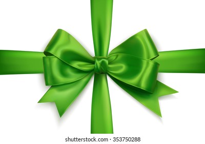 green realistic vector double cross gift bow