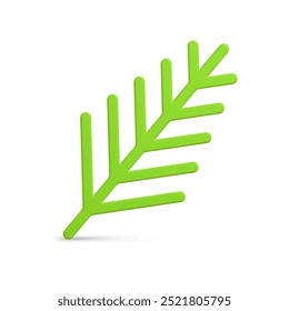 Vara fina de árvore de coníferas vertical realista verde com agulhas modelo 3d ilustração vetorial. Premium planta artificial bauble Natal design decorativo festivo Natal elemento mockup