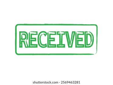 Green received stamp on white background
