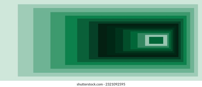 The green rectangles are stacked and expanded into a perspective.