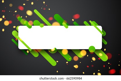 Green rectangular abstract background on gray. Vector paper illustration.