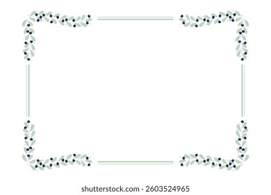 Green Rectangular Borders Frame With Blue And Green Leaves Decoration