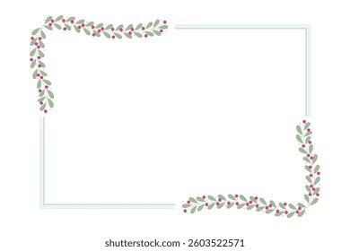 Green Rectangular Borders Frame Decorated With Pink And Green Leaves Decoration