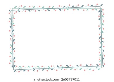 Green Rectangular Borders Frame With Green Leaves Decoration