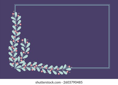 Green Rectangular Borders Frame With Peach And Green Leaves Decoration