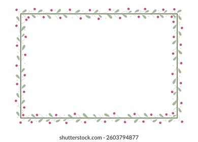 Green Rectangular Borders Frame With Red And Green Leaves Decoration