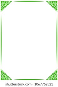 Green rectangular frame with corner ornament.