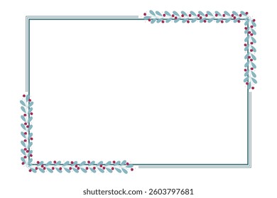 Green Rectangular Frame Decorated With Red And Green Leaf Floral Pattern