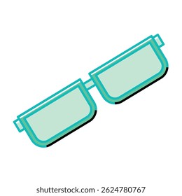 Green rectangular glasses icon. Vector illustration