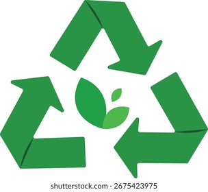 Flecha de reciclaje verde sobre fondo blanco