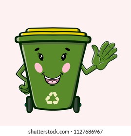 Green Recycle Bin Cartoon Character
