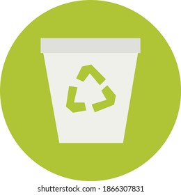 Green Recycle Bin Concept Flat Illustration