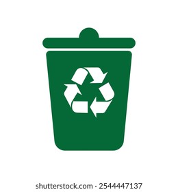 El icono verde de la papelera de reciclaje no contamina el medio ambiente