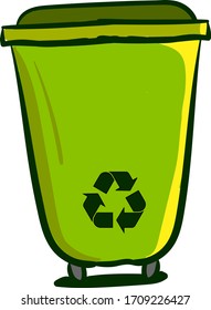 Green recycle bin, illustration, vector on white background