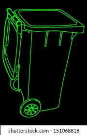 green recycle bin Isolated on black background vector