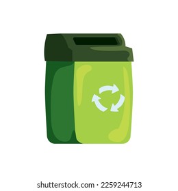 papelera de reciclaje verde sobre blanco