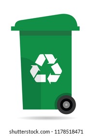 green recycle bin with wheels 