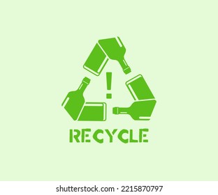 Green recycle bottle icon symbol vector illustration sign editable 