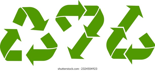 Green Recycle, Downcycle, Upcycle symbols.