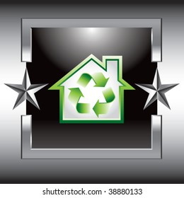 green recycle house in silver star frame