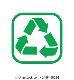 Green recycle icon isolated on white background. Vector illustration. The international recycling symbol